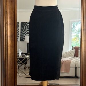 Vintage Black Suede Leather Pencil Skirt. Size 14